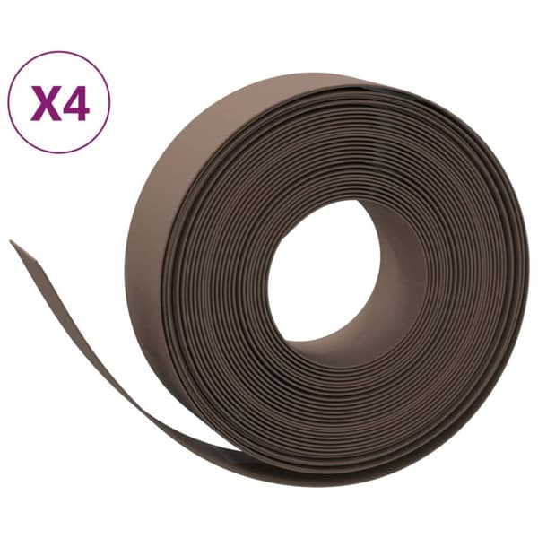vidaXL græskanter 4 stk. 10 m 15 cm polyethylen brun -  Bedafgrænsning