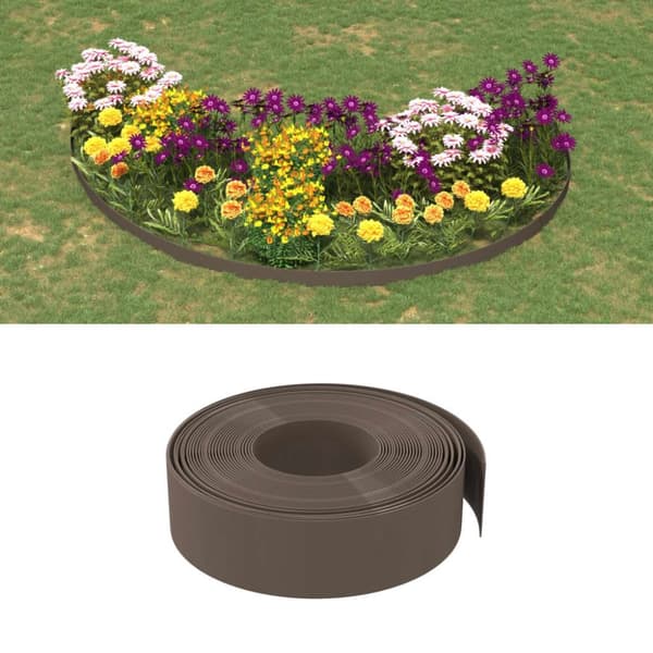 vidaXL græskanter 4 stk. 10 m 15 cm polyethylen brun -  Bedafgrænsning
