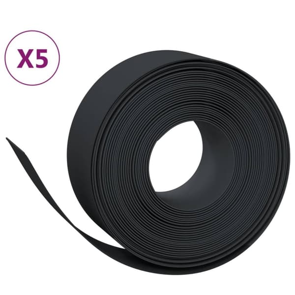 vidaXL Rabattkant svart 5 st 10 m 20 cm polyeten -  Trädgårdsramar & kanter