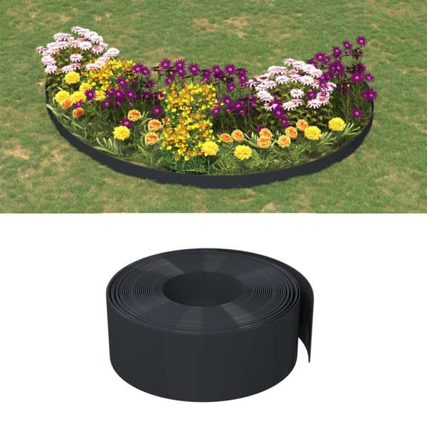 vidaXL Rabattkant svart 5 st 10 m 20 cm polyeten -  Trädgårdsramar & kanter