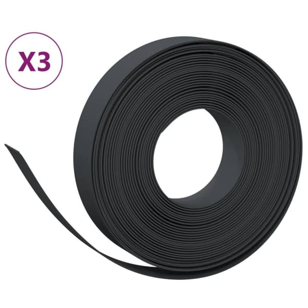 vidaXL Puutarhareunus 3 kpl musta 10 m 10 cm polyeteeni -  Puutarhan rajaajat & reunukset