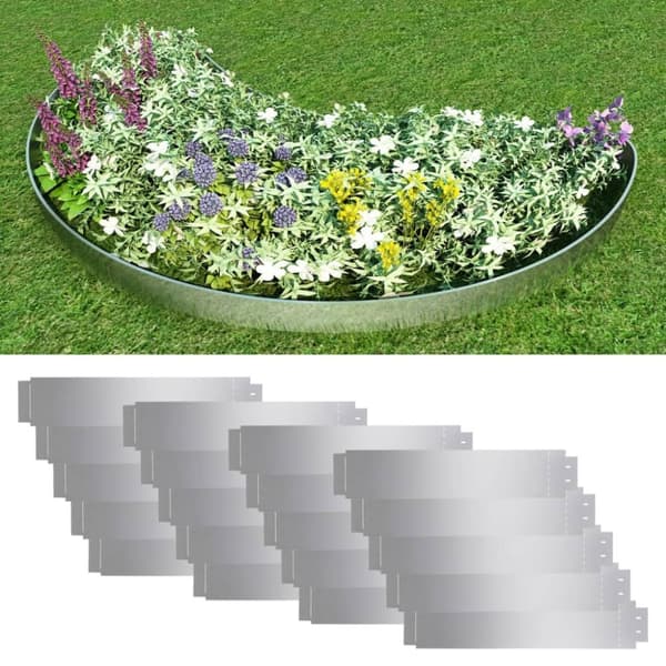 vidaXL sæt med bedkanter 20 stk. galvaniseret stål 100 x 20 cm -  Bedafgrænsning
