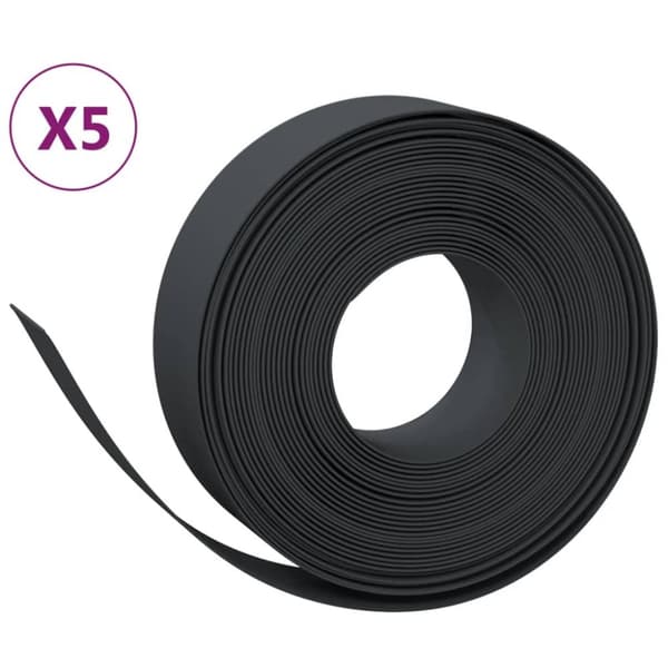 vidaXL Rabattkant svart 5 st 10 m 15 cm polyeten -  Trädgårdsramar & kanter