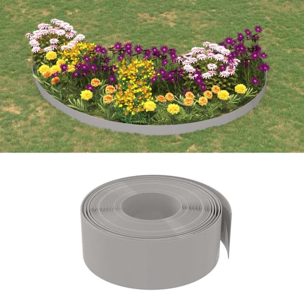 vidaXL Puutarhareunus harmaa 10 m 20 cm polyeteeni -  Puutarhan rajaajat & reunukset