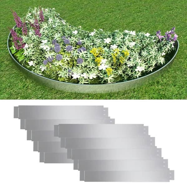 vidaXL fleksibel bedkant 10 stk. 100x14 cm galvaniseret stål -  Bedafgrænsning