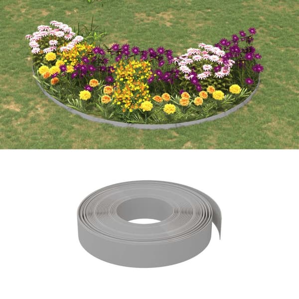 vidaXL Rabattkant grå 3 st 10 m 10 cm polyeten -  Trädgårdsramar & kanter