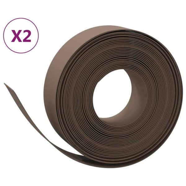 vidaXL græskanter 2 stk. 10 m 15 cm polyethylen brun -  Bedafgrænsning