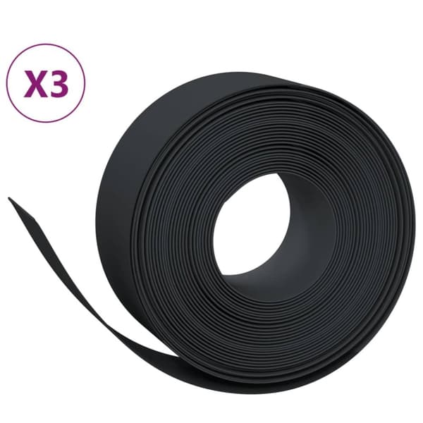 vidaXL græskanter 3 stk. 10 m 20 cm polyethylen sort -  Bedafgrænsning