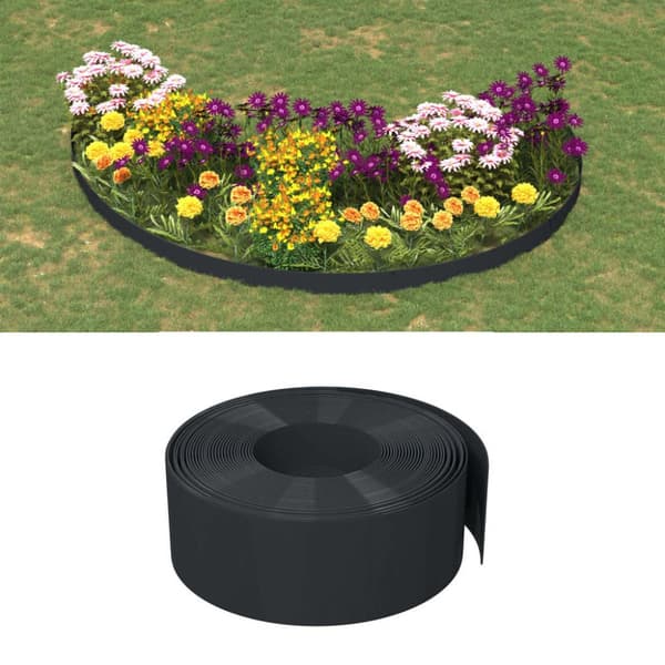 vidaXL Rabattkant svart 3 st 10 m 20 cm polyeten -  Trädgårdsramar & kanter
