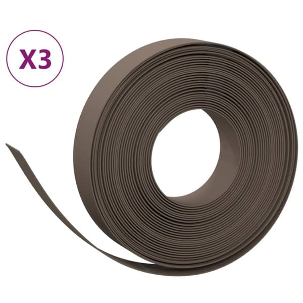vidaXL græskanter 3 stk. 10 m 10 cm polyethylen brun -  Bedafgrænsning