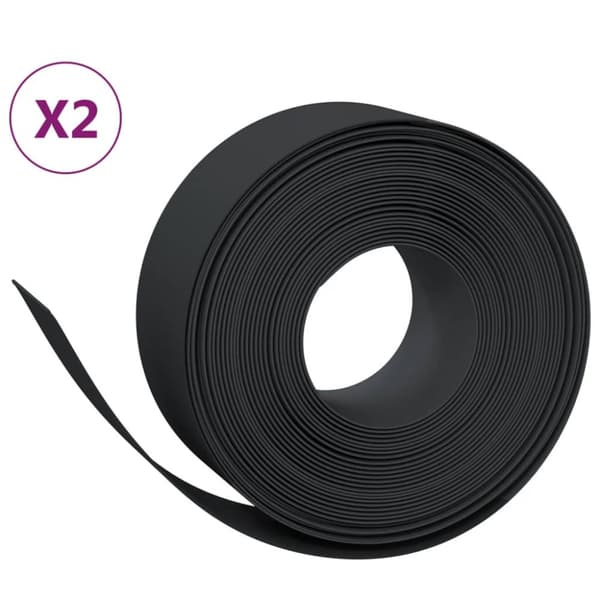 vidaXL Puutarhareunus 2 kpl musta 10 m 20 cm polyeteeni -  Puutarhan rajaajat & reunukset