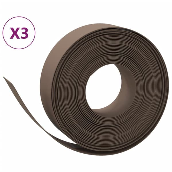 vidaXL Rabattkant brun 3 st 10 m 15 cm polyeten -  Trädgårdsramar & kanter