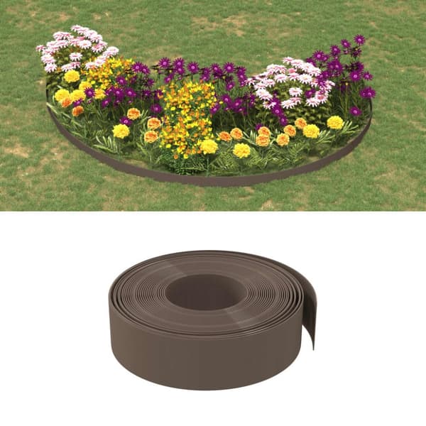 vidaXL Rabattkant brun 3 st 10 m 15 cm polyeten -  Trädgårdsramar & kanter