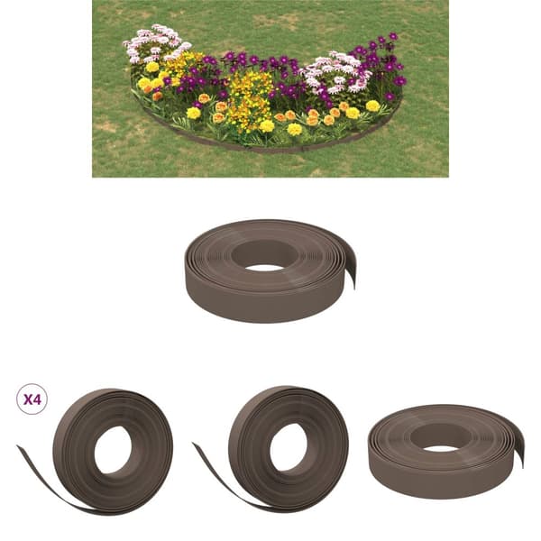 The Living Store Puutarhareunus 4 kpl ruskea 10 m 10 cm polyeteeni -  Puutarhan rajaajat & reunukset