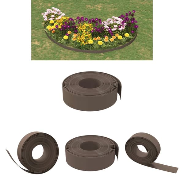 The Living Store græskant 10 m 15 cm polyethylen brun -  Bedafgrænsning