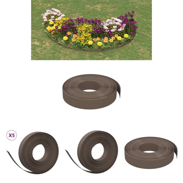 The Living Store græskanter 5 stk. 10 m 10 cm polyethylen brun -  Bedafgrænsning
