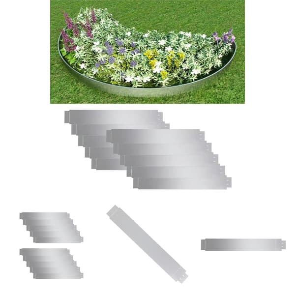 The Living Store fleksibel bedkant 10 stk. 100x14 cm galvaniseret stål -  Bedafgrænsning