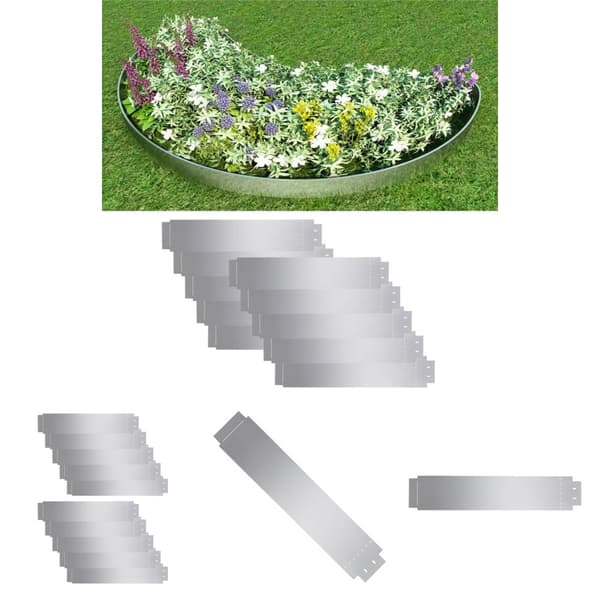 The Living Store bedkanter 10 stk. galvaniseret stål 100 x 20 cm -  Bedafgrænsning