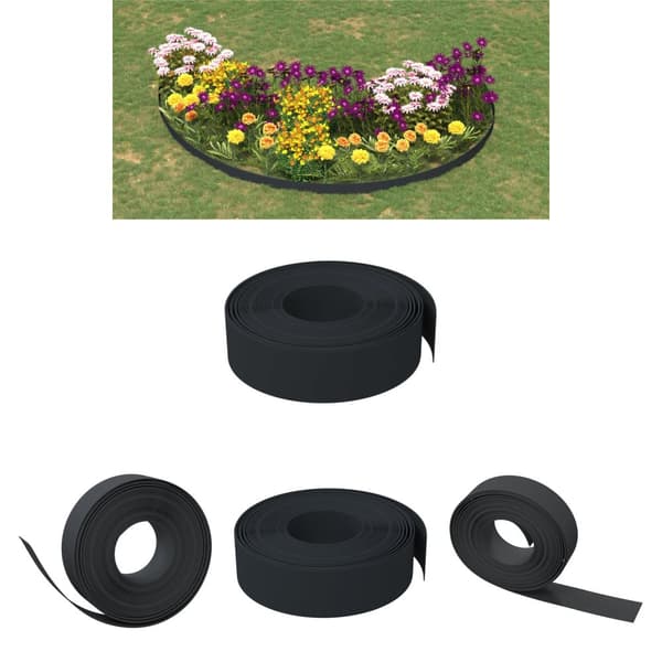 The Living Store græskant 10 m 15 cm polyethylen sort -  Bedafgrænsning