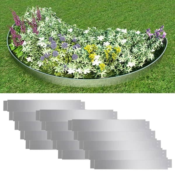 The Living Store fleksibel bedkant 15 stk. 100x14 cm galvaniseret stål -  Bedafgrænsning