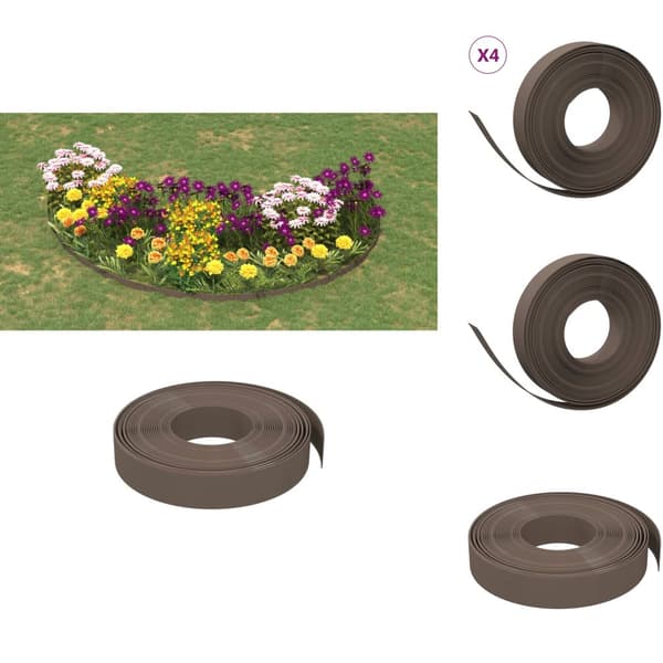 Bedafgrænsning - Living græskanter 4 stk. 10 m 10 cm polyethylen brun