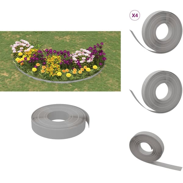 Puutarhan rajaajat & reunukset - Living Puutarhareunukset 4 kpl harmaa 10 m 10 cm polyeteeni