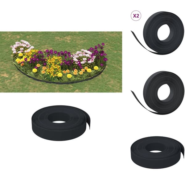 Trädgårdsramar & kanter - Living Rabattkant svart 2 st 10 m 10 cm polyeten