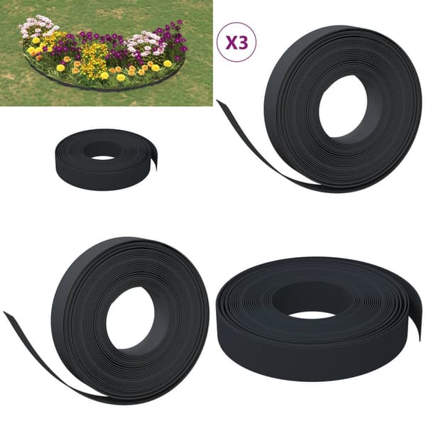 Rabattkant svart 3 st 10 m 10 cm polyeten - Rabattkant - Rabattkanter - Home & Living