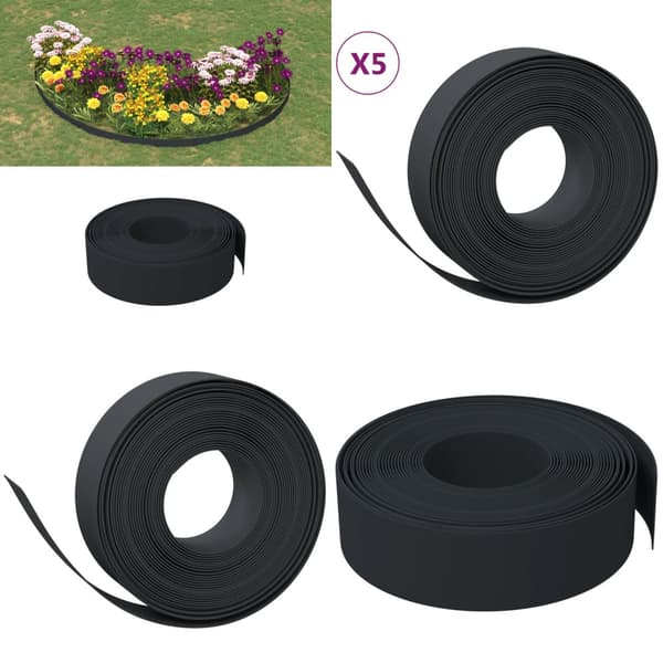 Græskanter 5 stk. 10 m 15 cm polyethylen sort - Græskant - Græskanter - Home & Living