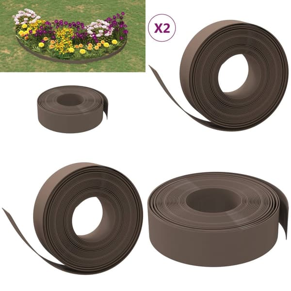 Græskanter 2 stk. 10 m 15 cm polyethylen brun - Græskant - Græskanter - Home & Living