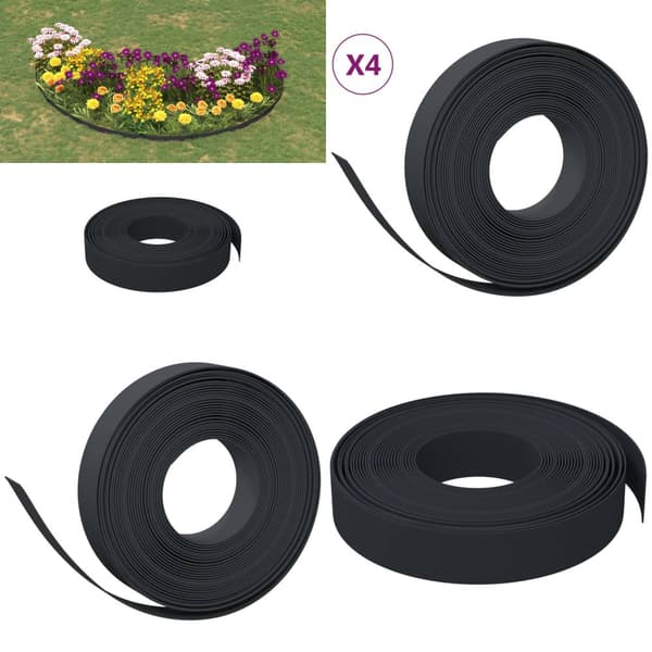 Græskanter 4 stk. 10 m 10 cm polyethylen sort - Græskant - Græskanter - Home & Living