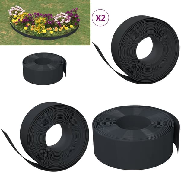 Rabattkant svart 2 st 10 m 20 cm polyeten - Rabattkant - Rabattkanter - Home & Living