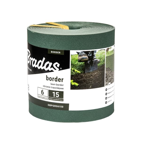 2 tuotteen paketti. Nurmikon reunus 6m x 15cm, vihreä, Bradas