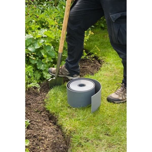 NATURE Havebede - Polyethylen - Tykkelse 3 mm - Grå - H7,5 cm x 10 m