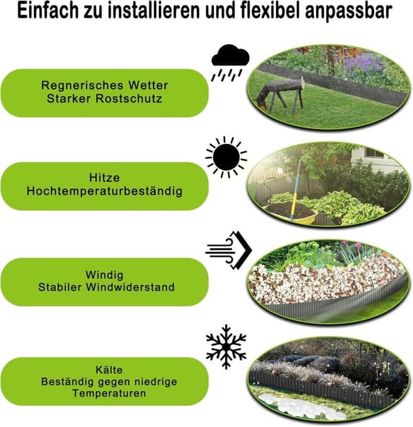 OBOSOETgarden Border, aaltoileva galvanoitu puutarhareunus, joustava kukkapenkkireunus puutarhan harrastajille ja maisemointiin