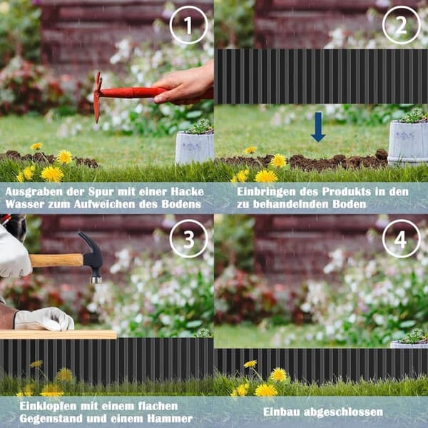 OBOSOETgarden Border, aaltoileva galvanoitu puutarhareunus, joustava kukkapenkkireunus puutarhan harrastajille ja maisemointiin