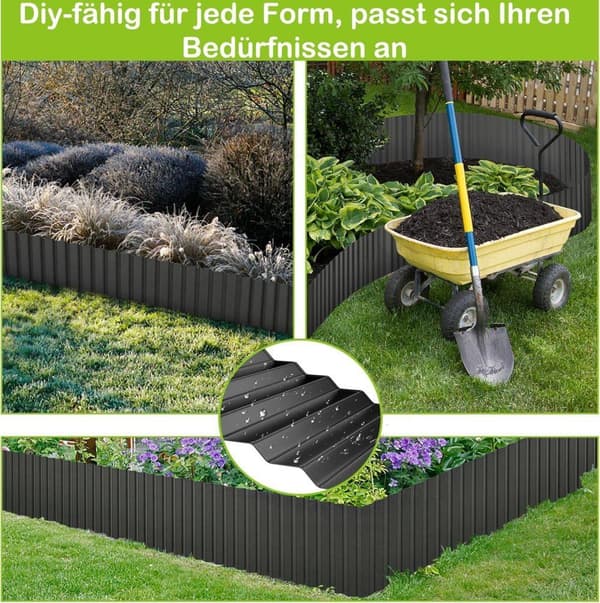 OBOSOETgarden Border, aaltoileva galvanoitu puutarhareunus, joustava kukkapenkkireunus puutarhan harrastajille ja maisemointiin