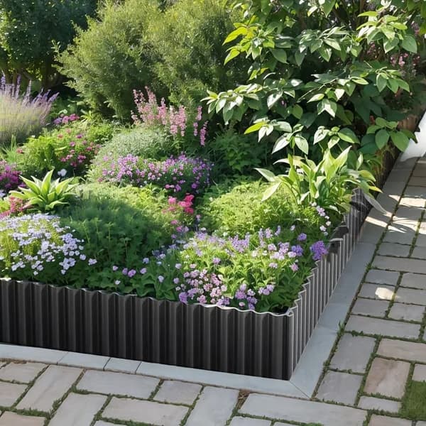 OBOSOETgarden Border, aaltoileva galvanoitu puutarhareunus, joustava kukkapenkkireunus puutarhan harrastajille ja maisemointiin