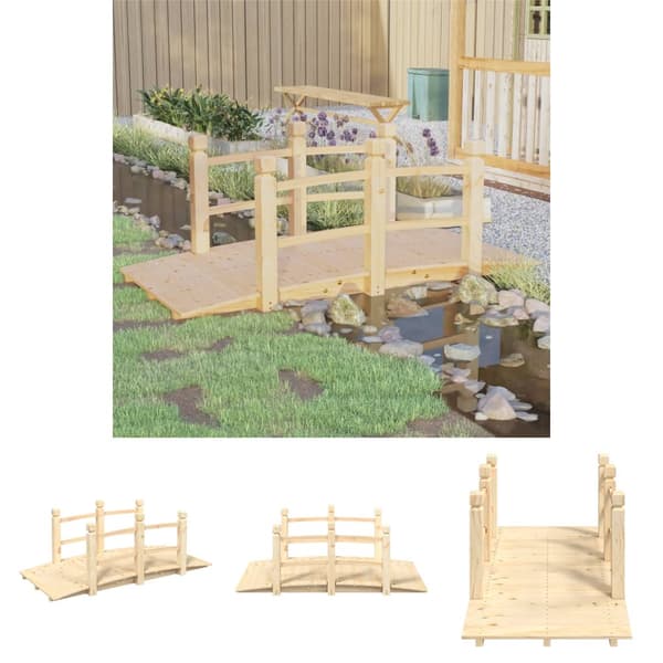 The Living Store havebro med gelænder 150x67x56 cm massivt grantræ -  Havebroer
