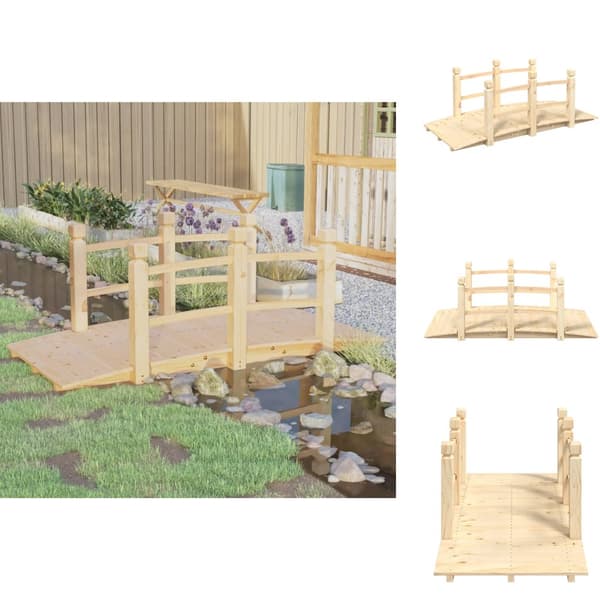 Havebroer - Living havebro med gelænder 150x67x56 cm massivt grantræ