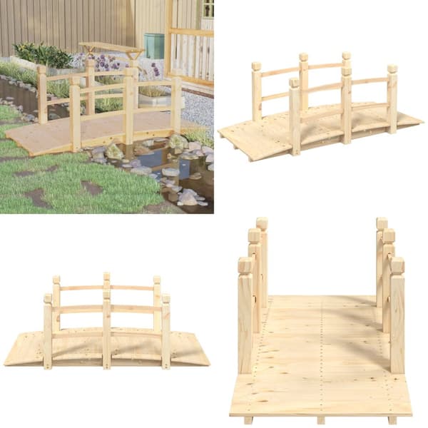Havebro med gelænder 150x67x56 cm massivt grantræ - Havebro - Havebroer - Home & Living