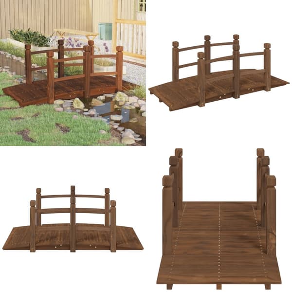 Havebro med gelænder 150x67x56 cm massivt grantræ - Havebro - Havebroer - Home & Living
