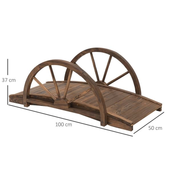 Rootz Garden Bridge - Wood Pond Bridge - Fir Wood Walkway - Stöd 150 kg - Rustik design - 100 cm x 50 cm x 37 cm