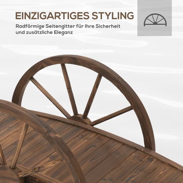 Rootz Garden Bridge - Wood Pond Bridge - Fir Wood Walkway - Stöd 150 kg - Rustik design - 100 cm x 50 cm x 37 cm