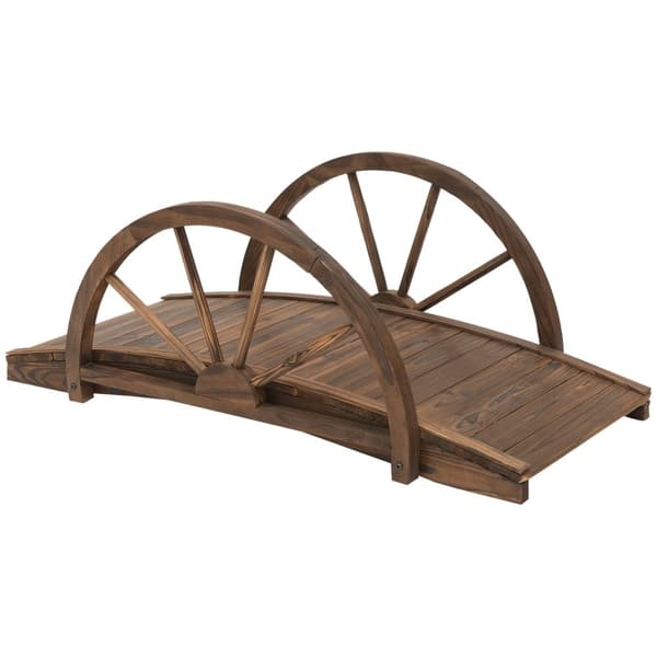 Rootz Garden Bridge - Wood Pond Bridge - Fir Wood Walkway - Stöd 150 kg - Rustik design - 100 cm x 50 cm x 37 cm
