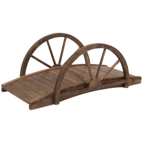 Rootz Garden Bridge - Wood Pond Bridge - Fir Wood Walkway - Stöd 150 kg - Rustik design - 100 cm x 50 cm x 37 cm