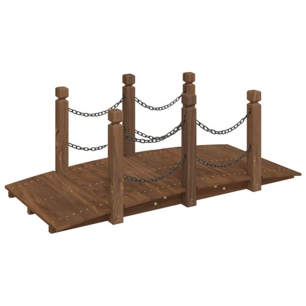 Trädgårdsbro med kedjeräcken 150x67x56cm massivt granträ