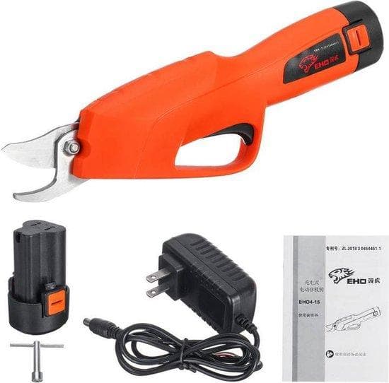 Sekatör 12V | Elektriska sedlar Hedge Trimmer | Trådlös | Beskärning Komplett uppsättning | Inneslutningar 2 batterier Orange
