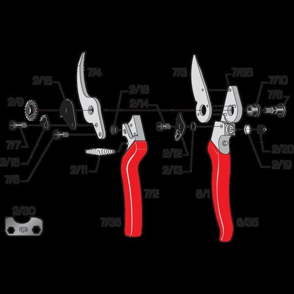 FELCO 8 Beskärare (Skär Ø 25 mm, 210 mm, högerhänt, aluminiumhandtag, ergo, stötdämpare)