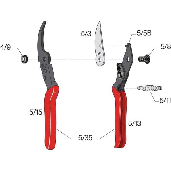 Enhandssax - FELCO - Modell 5 - Högkvalitativ stålblad - Kapacitet Ø 25 mm - 225 mm längd